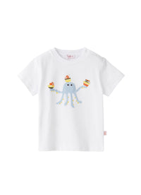 T-shirt con applicazione piovra