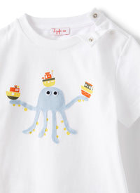 T-shirt con applicazione piovra