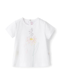 Flower print T-shirt - White & Chick Yellow