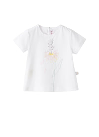 T-shirt con stampa fiore e bambina