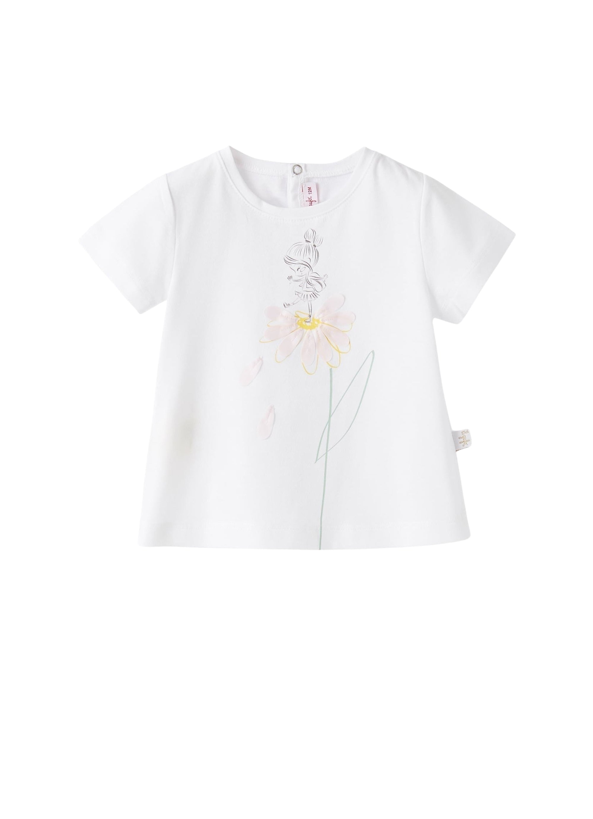 T-shirt con stampa fiore e bambina