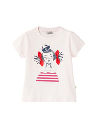 T-shirt à manches courtes à imprimé petite fille - Pink & Dark Blue