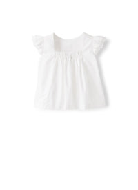 Top in raso di cotone bianco