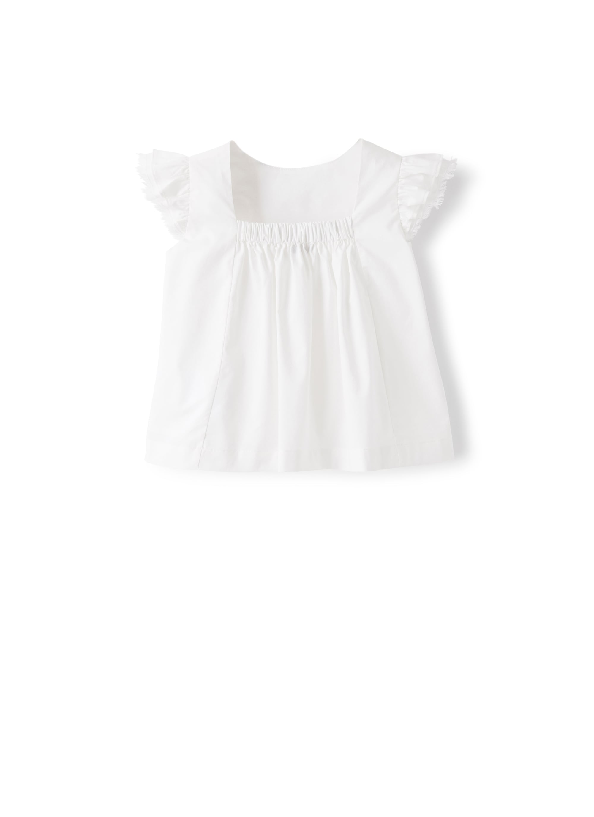 Top in raso di cotone bianco