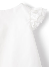 Top in raso di cotone bianco