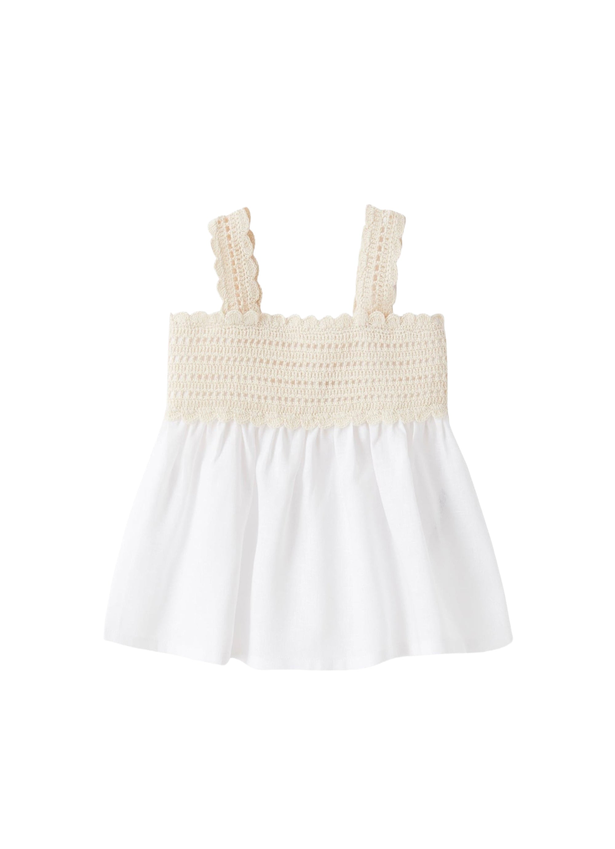 Top crochet in lino bianco