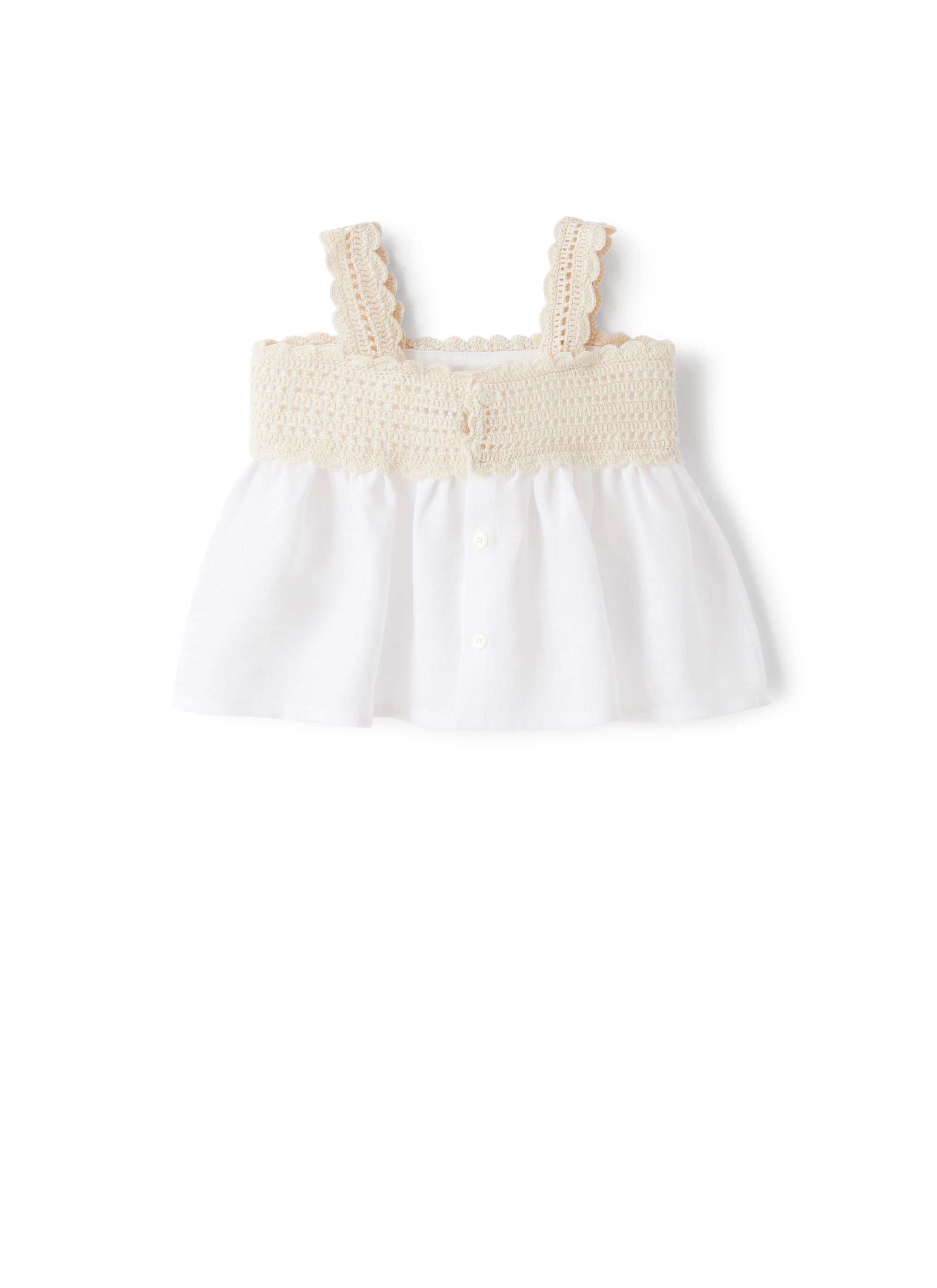 Top crochet in lino bianco