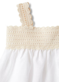 Top crochet in lino bianco