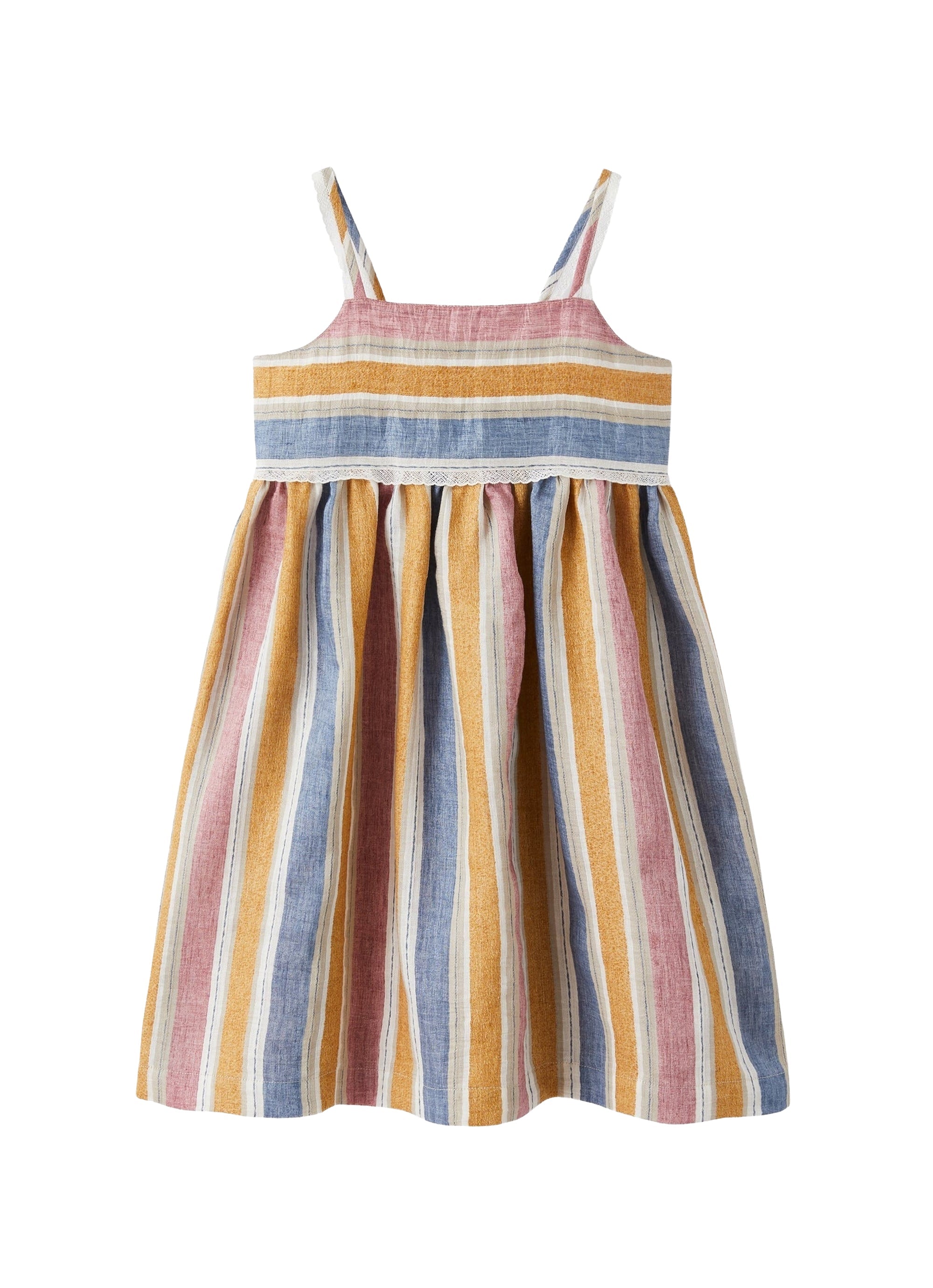 Vestito  in misto lino a righe