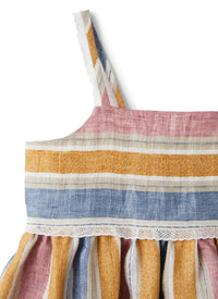 Vestito  in misto lino a righe