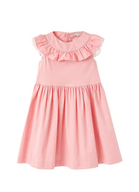 Flounced trapeze dress - Pink & White