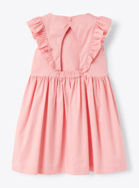 Flounced trapeze dress - Pink & White