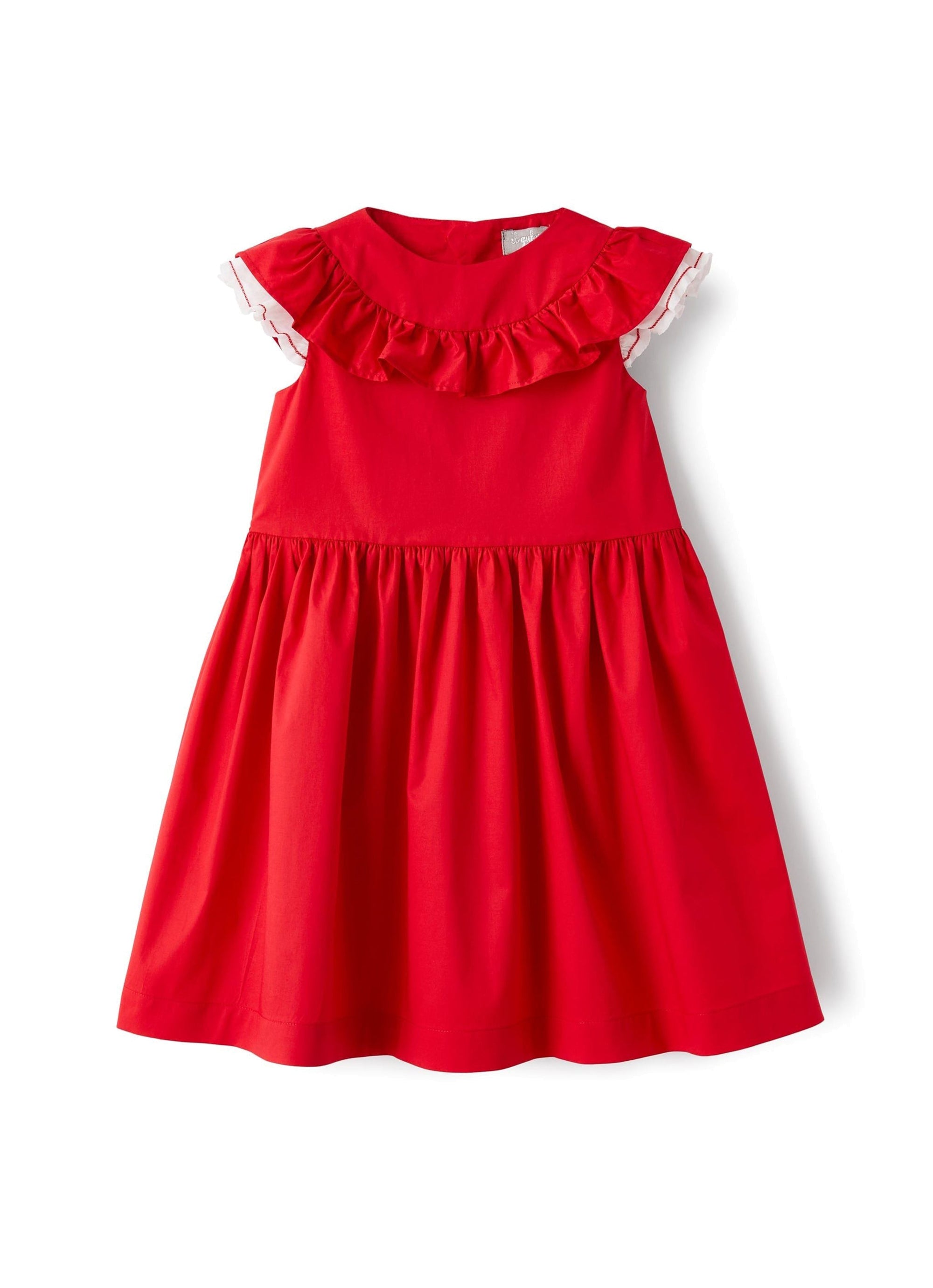 Ruffled dress - Goji Red & White