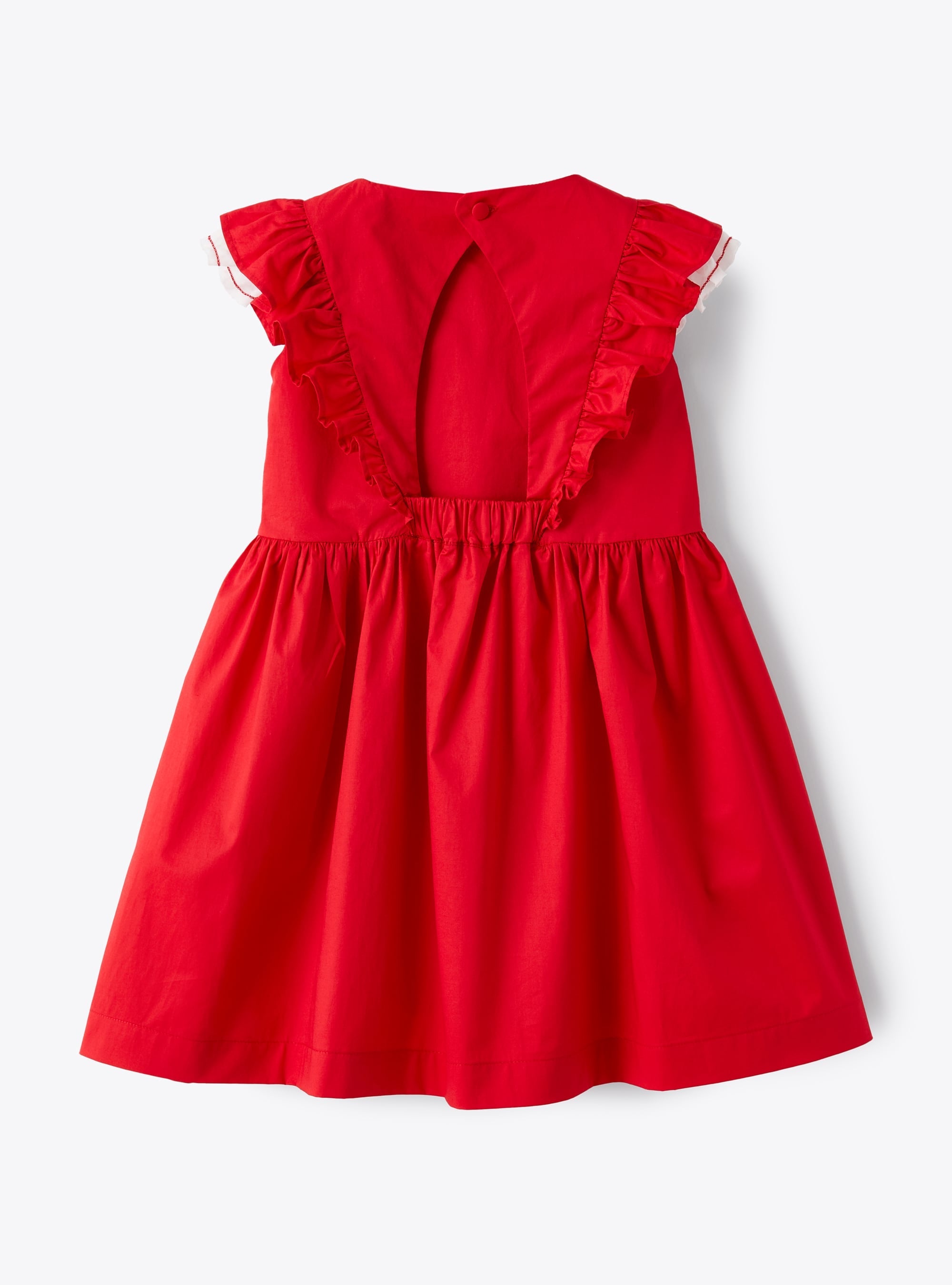 Ruffled dress - Goji Red & White