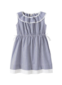 Vestito a righe con collo volant