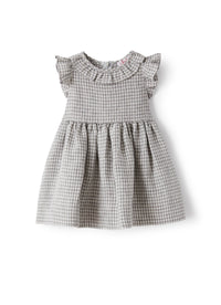 Robe à carreaux en lin - Stone Grey Check