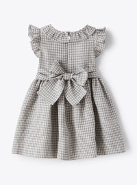 Robe à carreaux en lin - Stone Grey Check