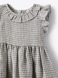 Robe à carreaux en lin - Stone Grey Check