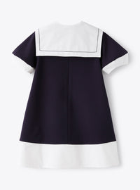 Dress with removable collar - Blue & White