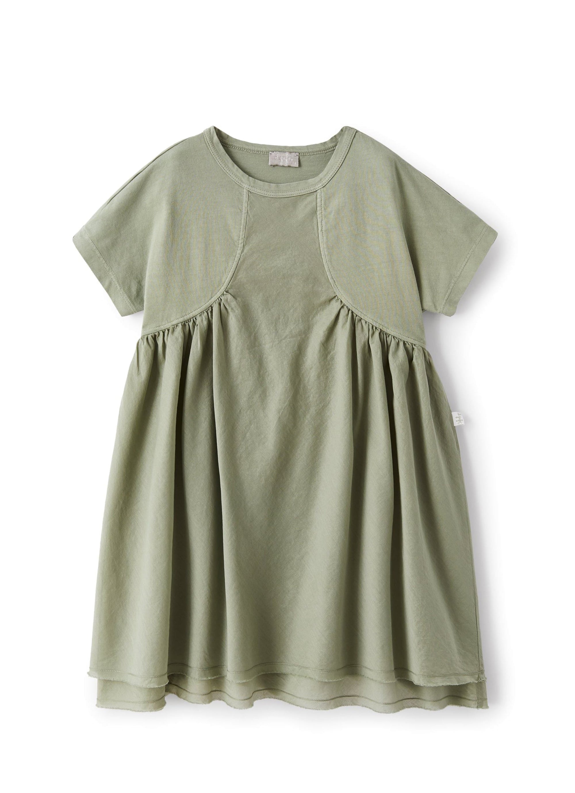 Short-sleeved flared dress - Green Oregano