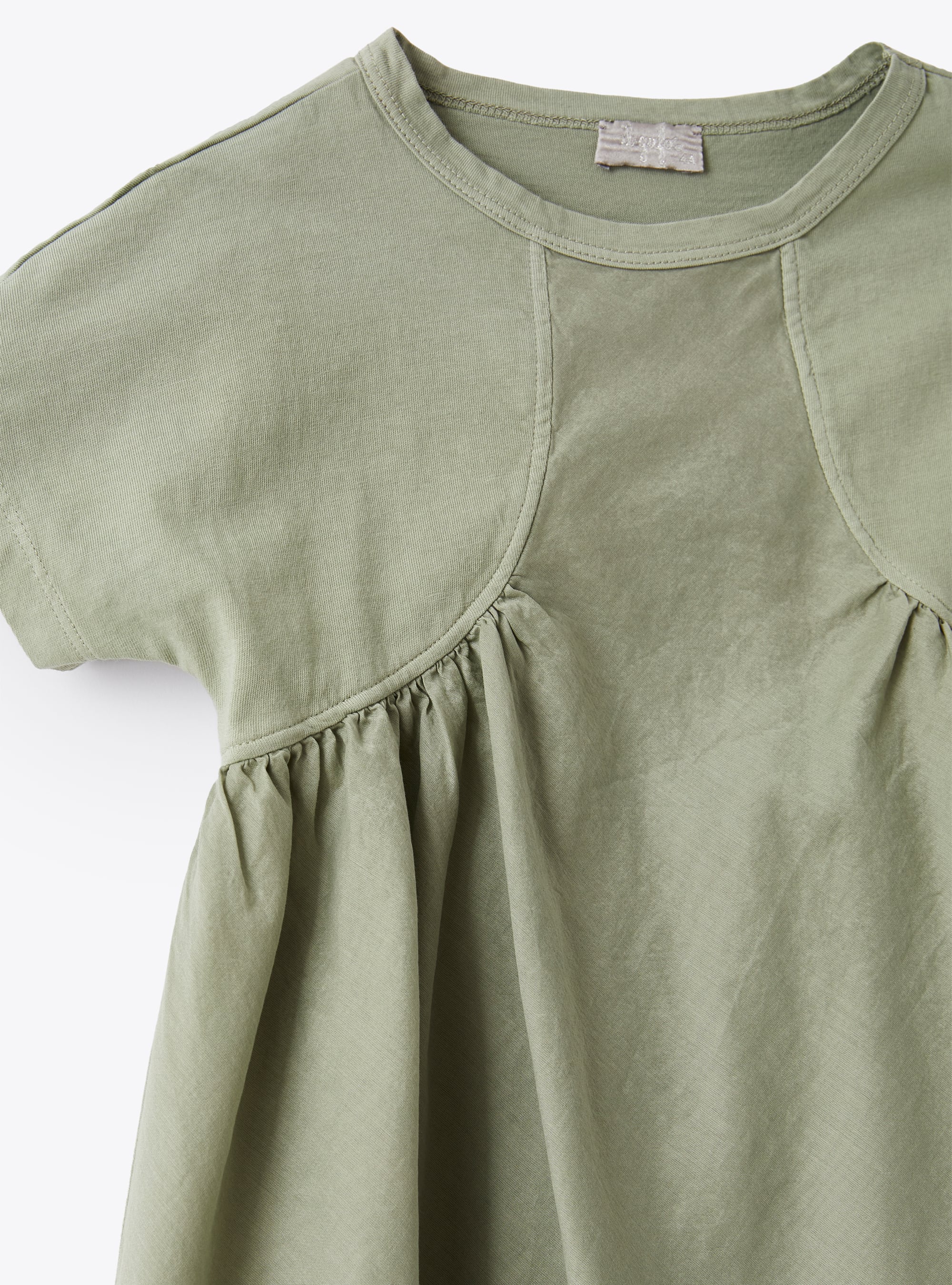 Short-sleeved flared dress - Green Oregano