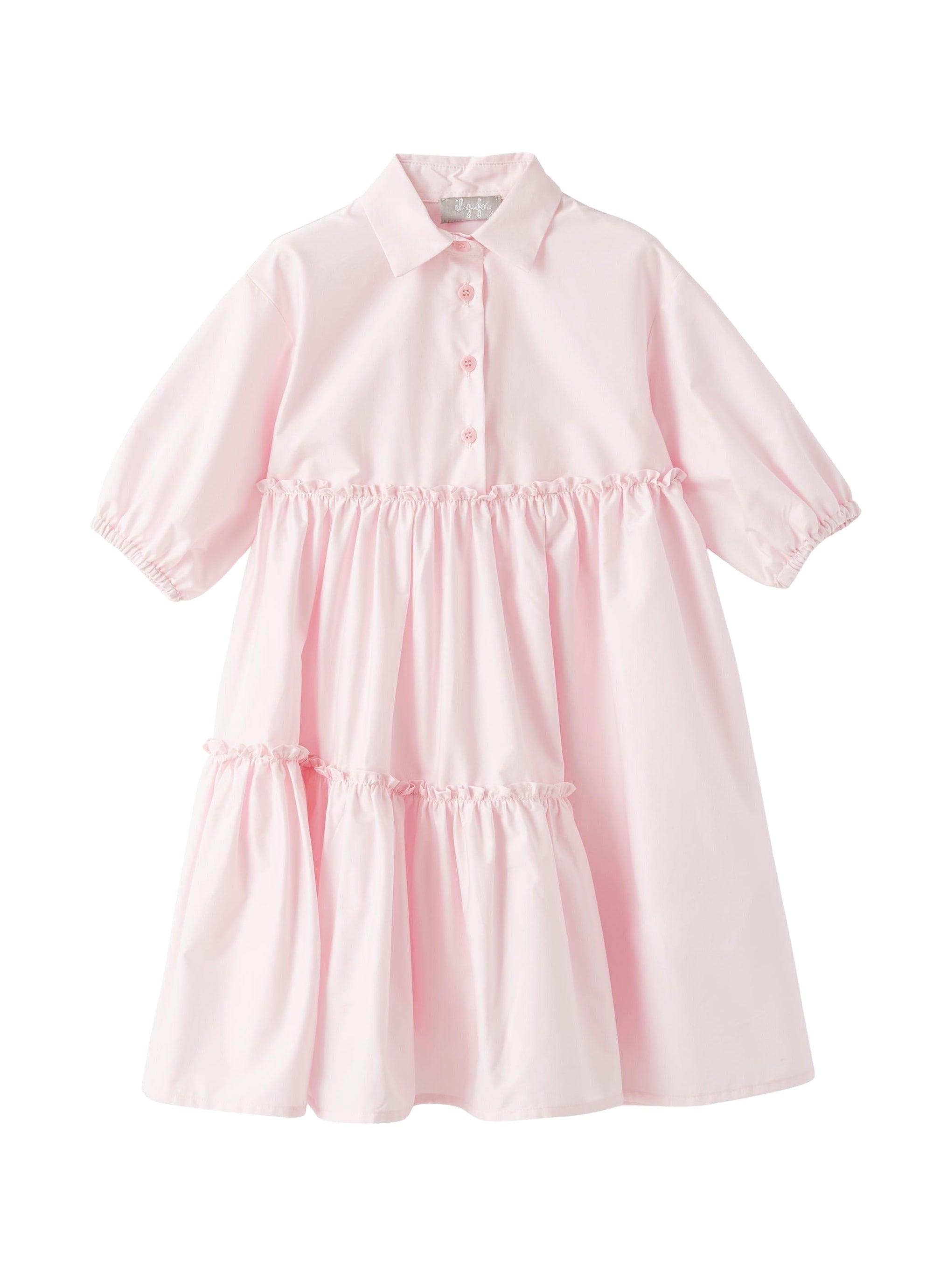 Vestito in raso di cotone con ruche