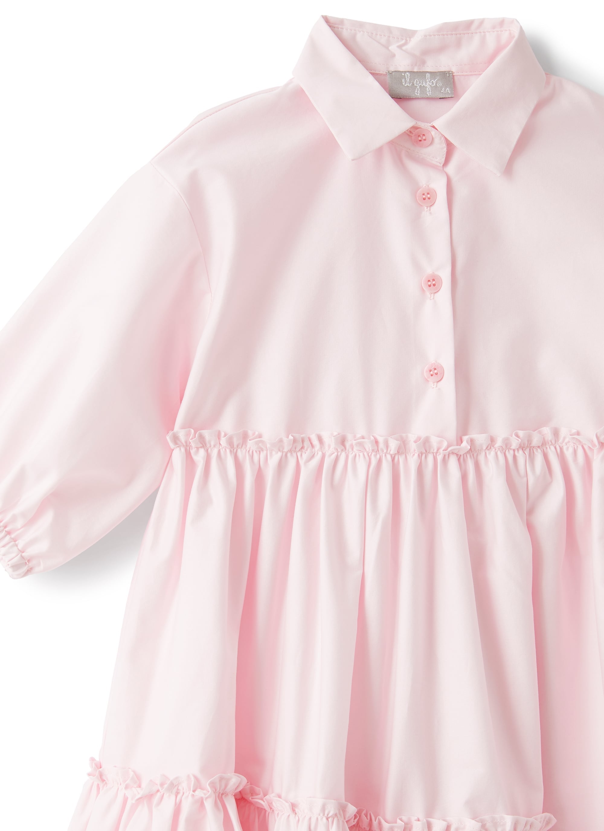 Vestito in raso di cotone con ruche