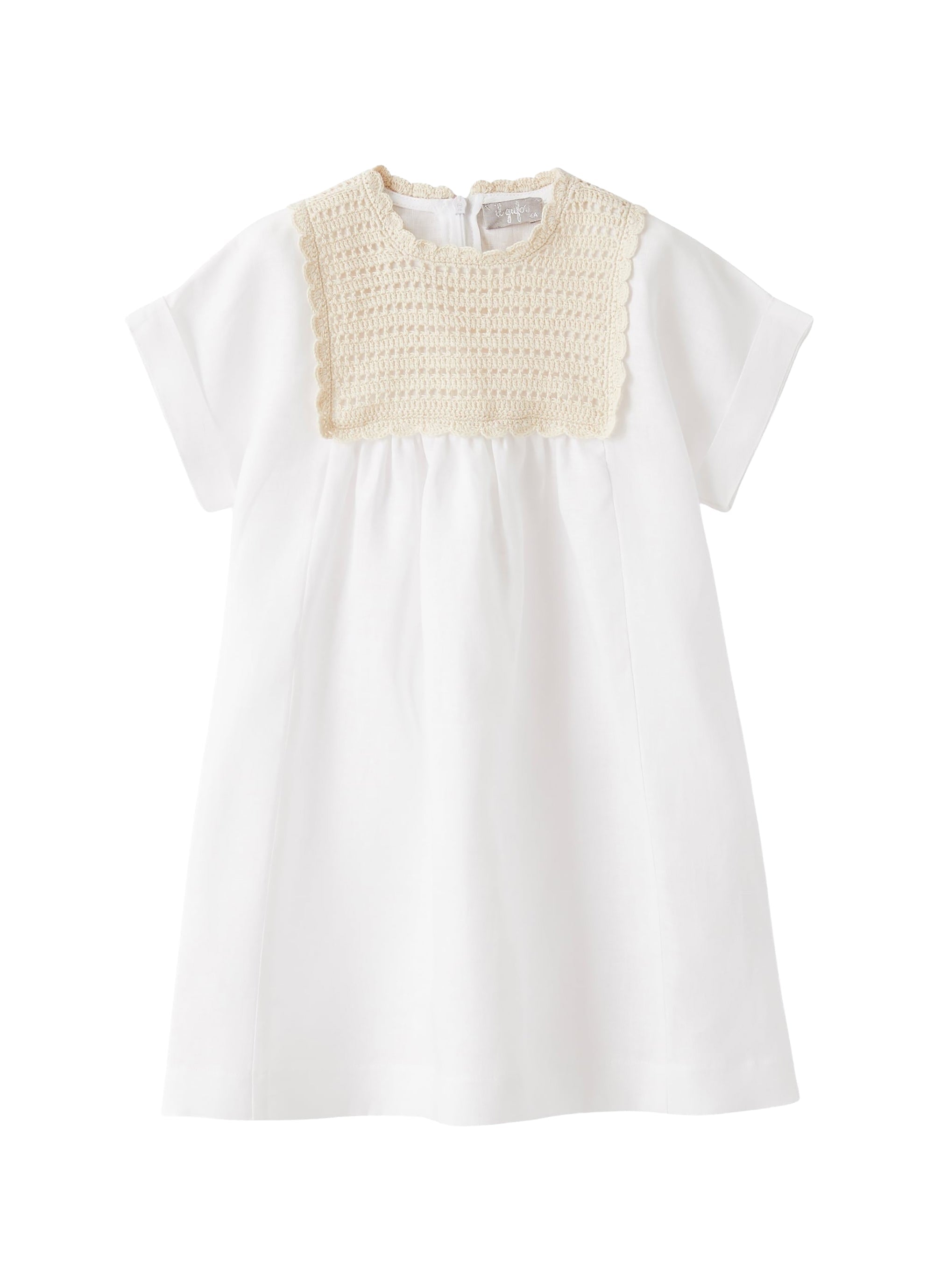 Vestito in lino con applicazione crochet