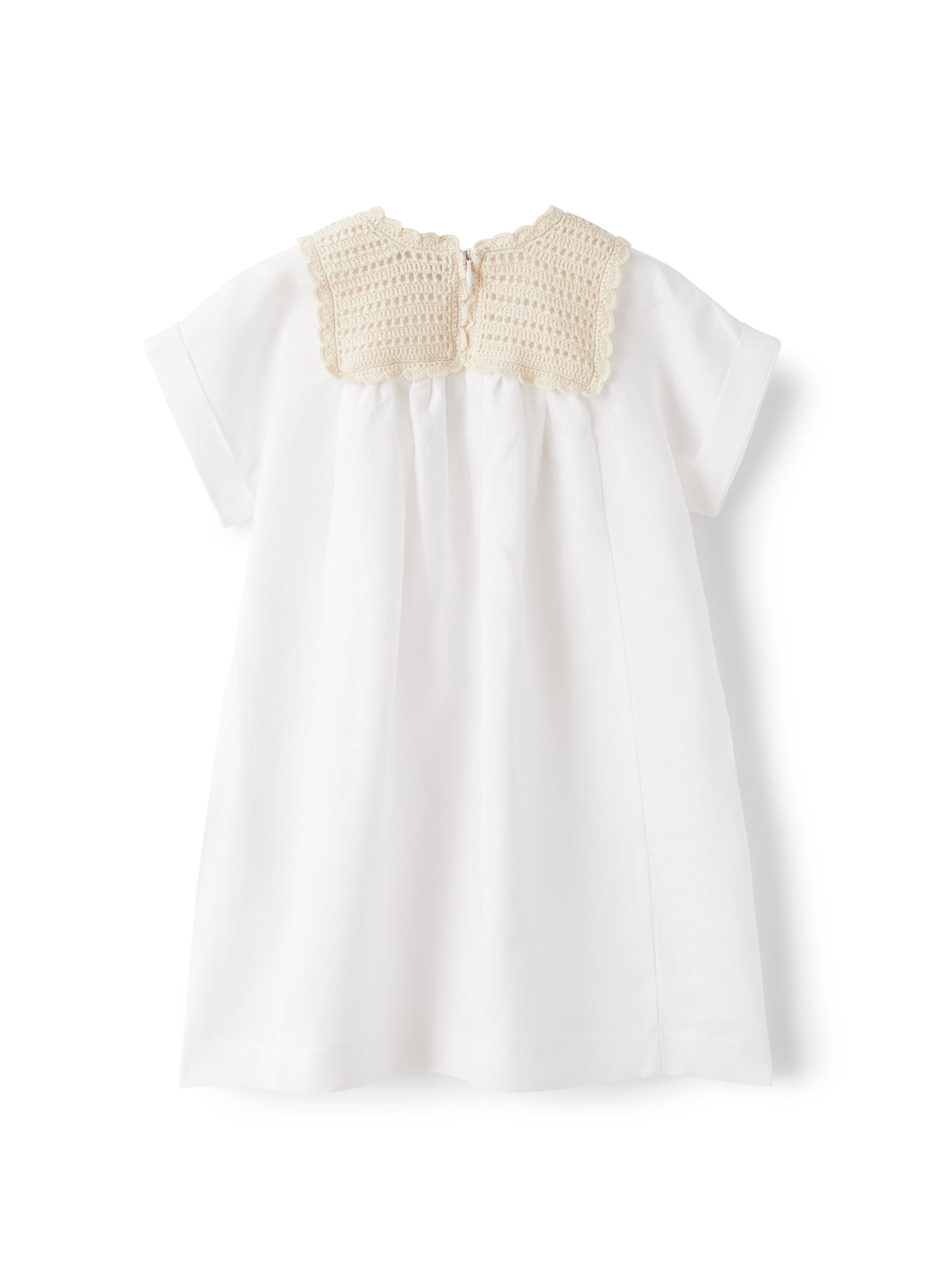 Vestito in lino con applicazione crochet