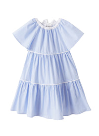 Vestito A Balze A Righe Azzurre
