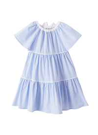 Vestito a balze a righe azzurre