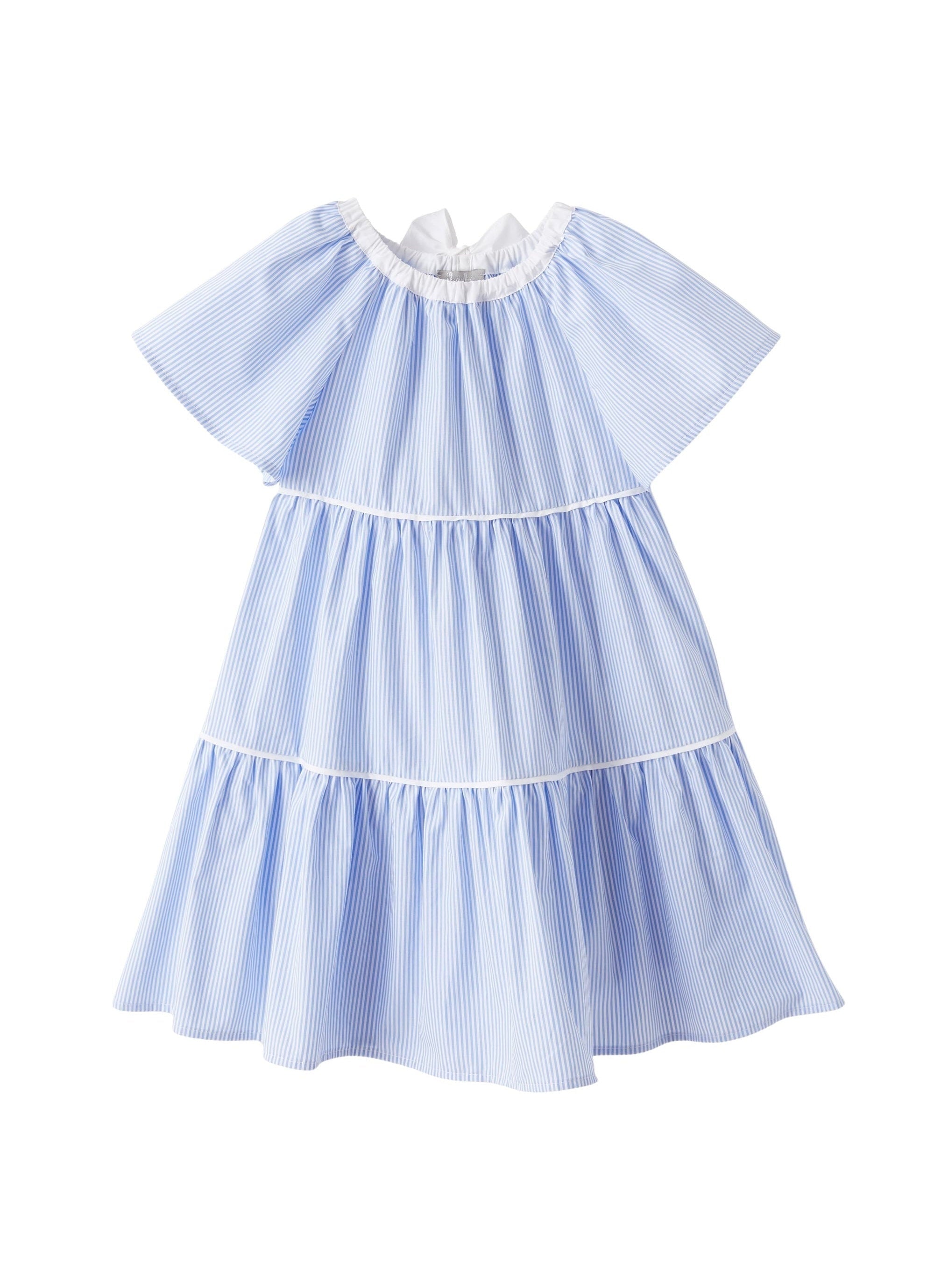 Vestito a balze a righe azzurre
