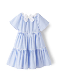 Vestito a balze a righe azzurre