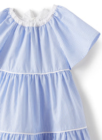 Vestito a balze a righe azzurre