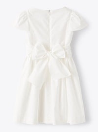 Satin bow dress - White