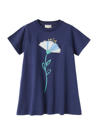 Vestito in jersey blu con fiore
