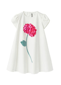 Vestito in raso di cotone con fiore