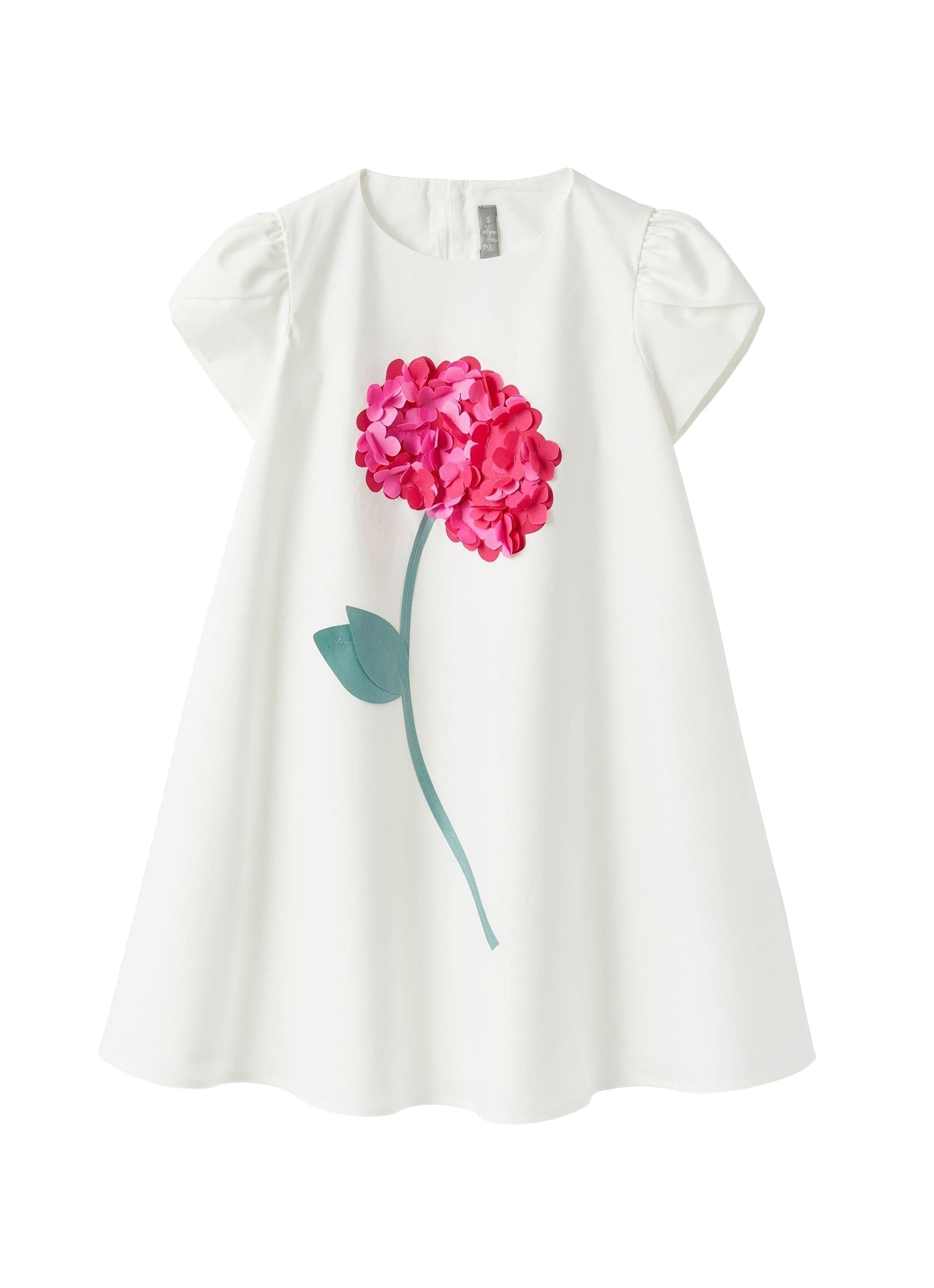 Vestito in raso di cotone con fiore