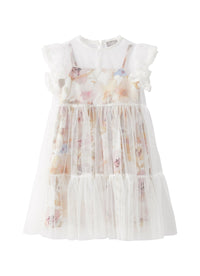 Vestito in tulle bianco con fiori