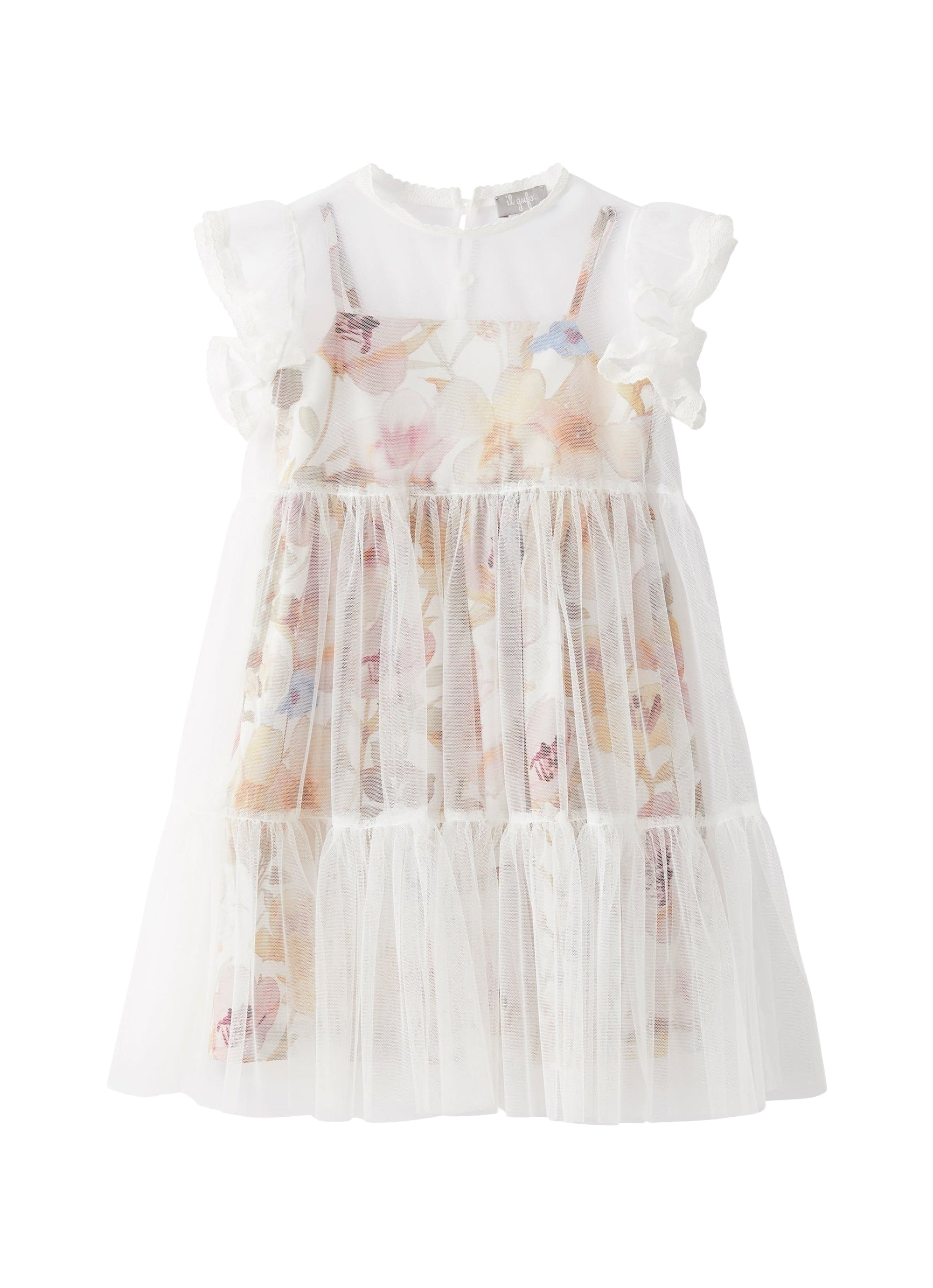 Vestito in tulle bianco con fiori