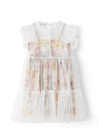 Vestito in tulle bianco con fiori