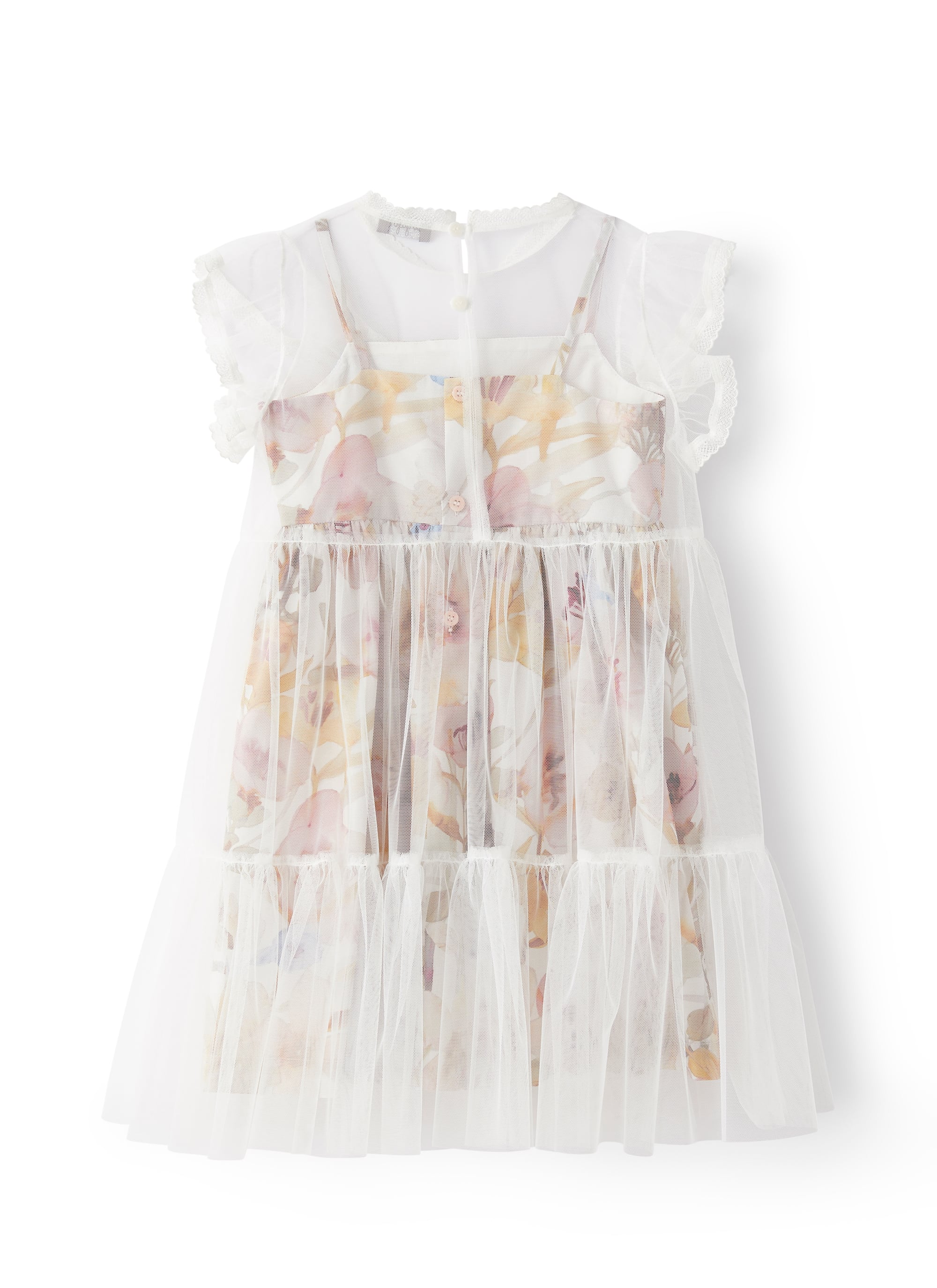 Vestito in tulle bianco con fiori