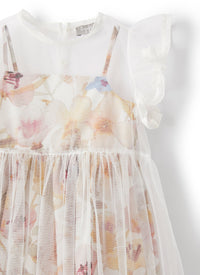 Vestito in tulle bianco con fiori
