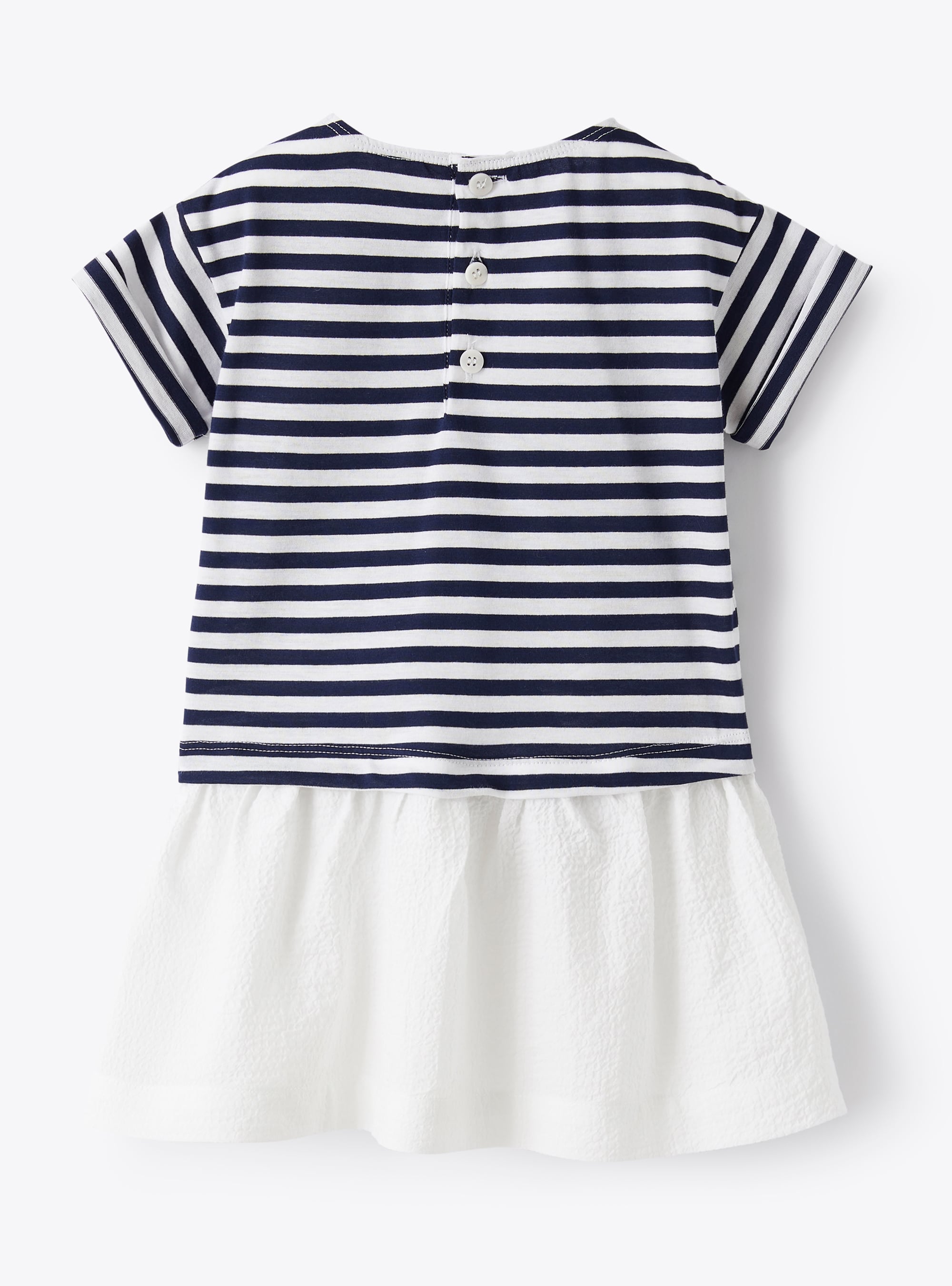 Striped ruffled dress - Blue & White