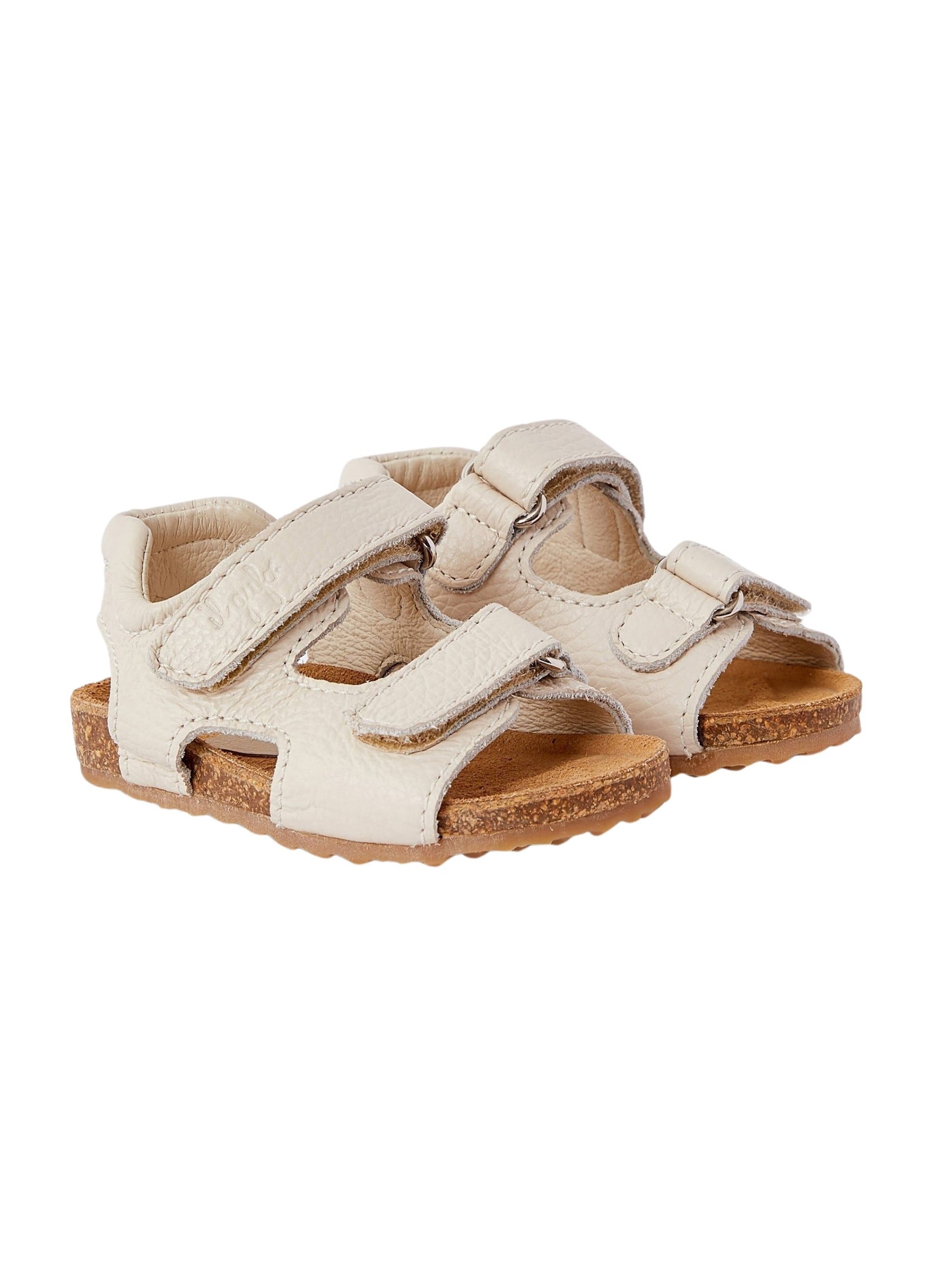 Deer-effect grained leather sandals - Ginger