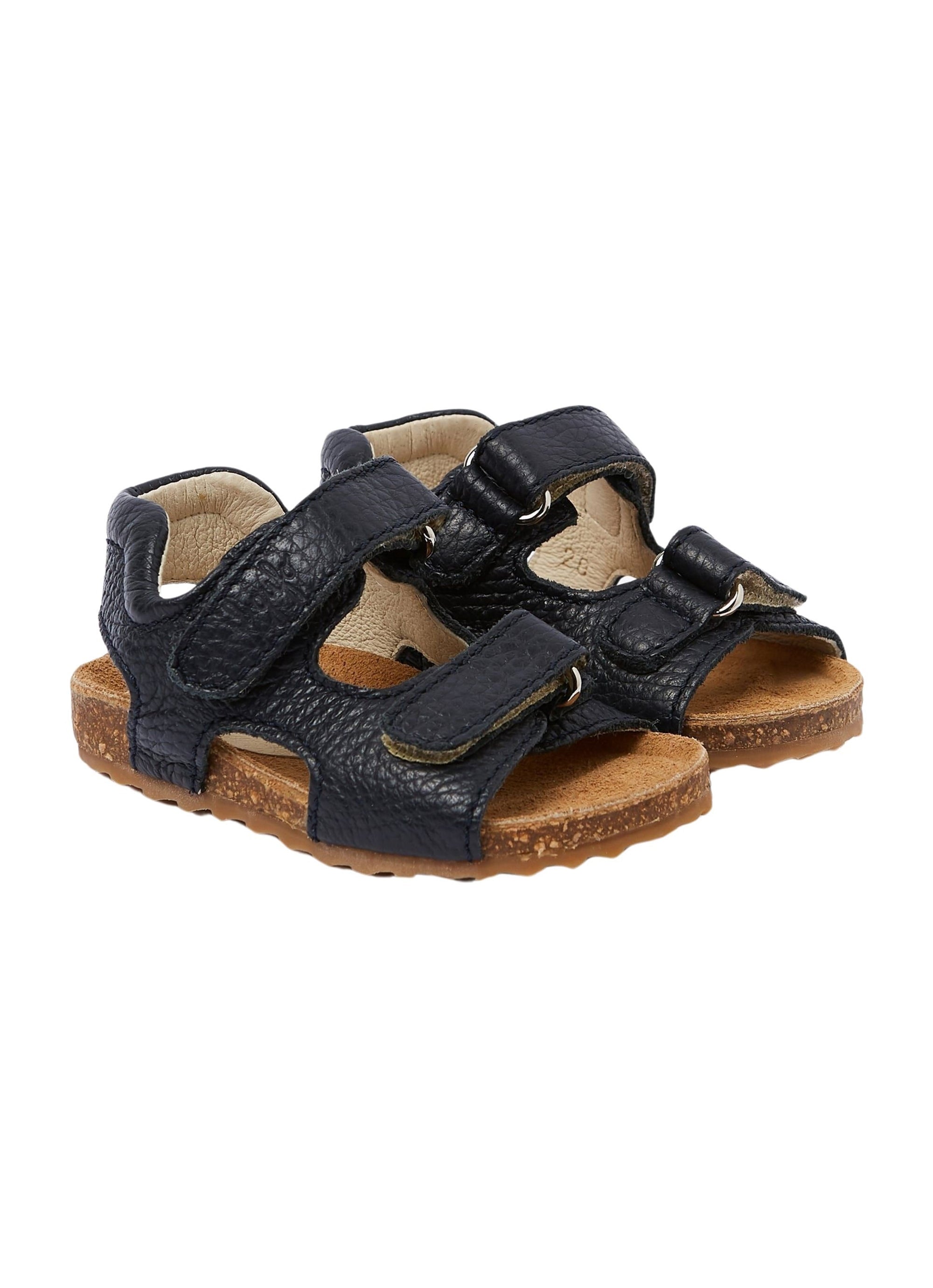 Deer-effect grained leather sandals - Deep Blue