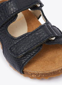 Deer-effect grained leather sandals - Deep Blue