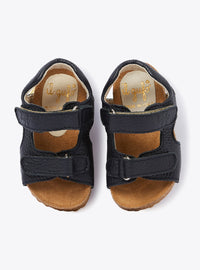 Deer-effect grained leather sandals - Deep Blue