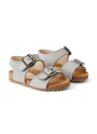 Leather double-strap sandals - Iron Grey