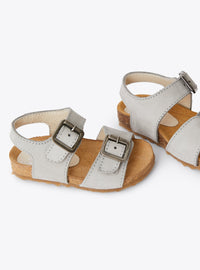 Leather double-strap sandals - Iron Grey